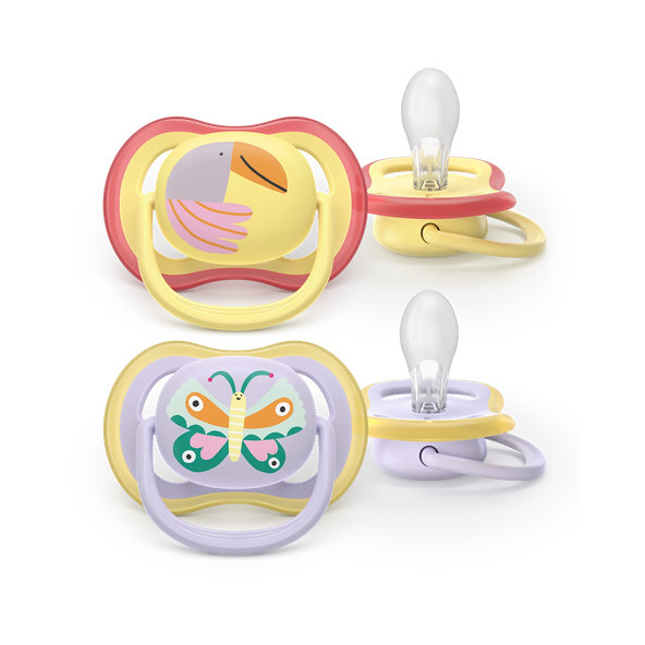 Philips AVENT Dudlík Ultra air s obrázkem 0-6 m fialový/žlutý 2ks