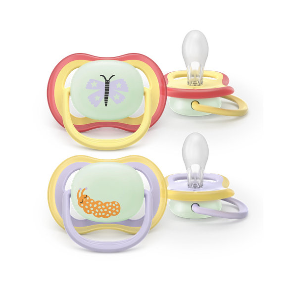 Philips AVENT Dudlík Ultra air s obrázkem noční 0-6 m fialový/žlutý 2ks