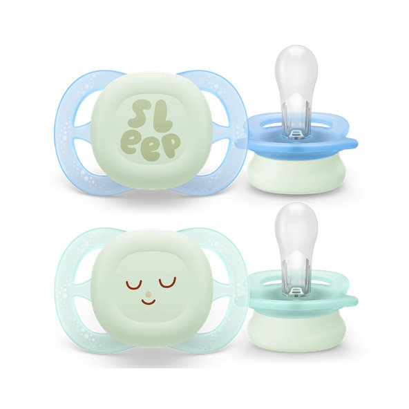 Philips AVENT Dudlík Ultra start s obrázkem noční chlapec 0-2 m 2 ks