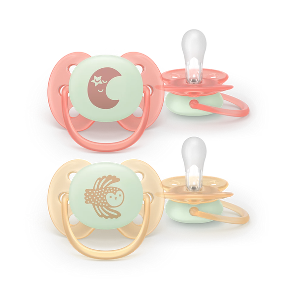 Philips AVENT Dudlík Ultra soft s obrázkem noční neutral 0-6 m 2 ks