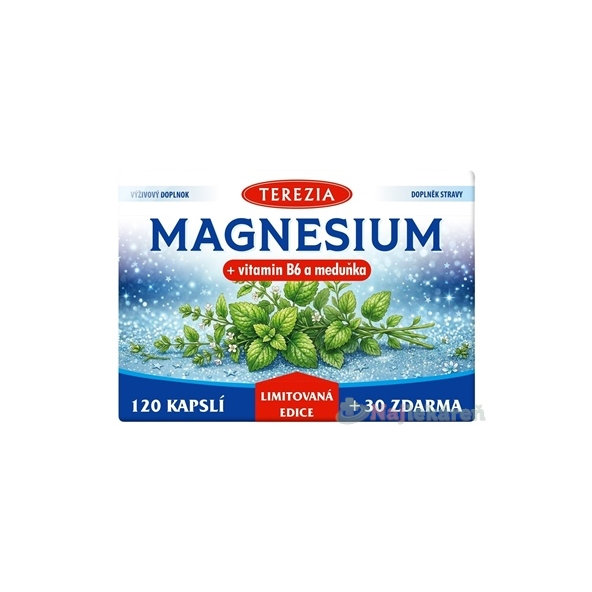 Terezia Magnesium + vitamin B6 a meduňka 120 + 30 kapslí zdarma