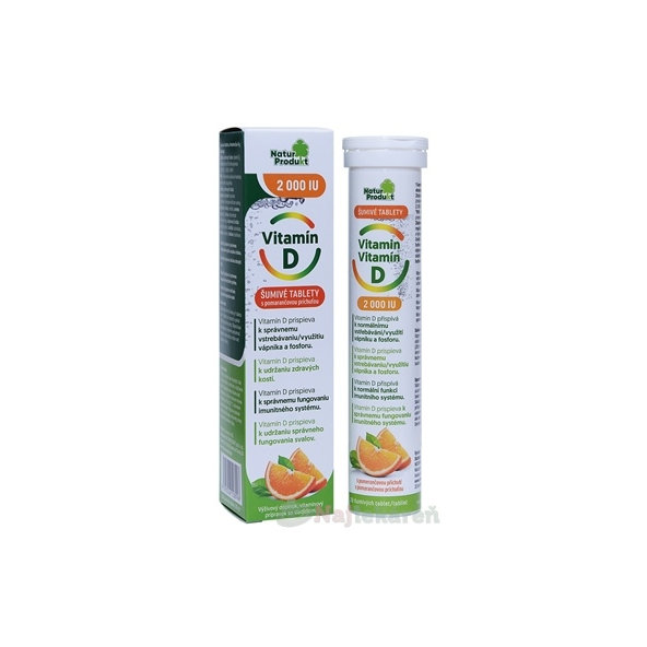 NaturProdukt Vitamín D 2000 IU pomeranč 20 ks