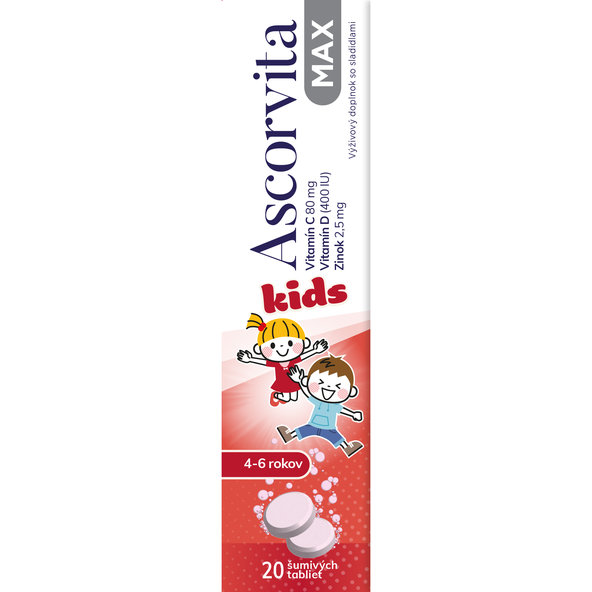 Dr. Theiss Ascorvita MAX Kids C a D se zinkem 20 šumivých tablet