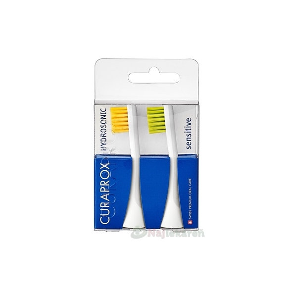 Curaprox Hydrosonic Sensitive náhradní hlavice žlutá a zelená 2 ks