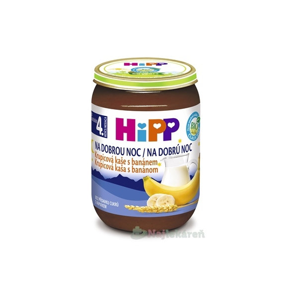 HiPP BIO mléčná krupicová kaše s banánem Dobrou noc 4m+ 190 g