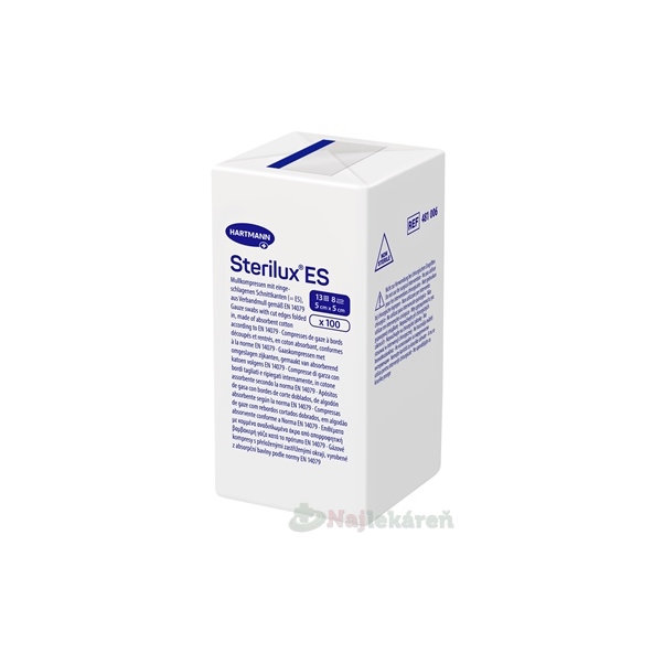 Sterilux ES kompres nesterilní 13 vláken 8 vrstev 5×5 cm 100 ks