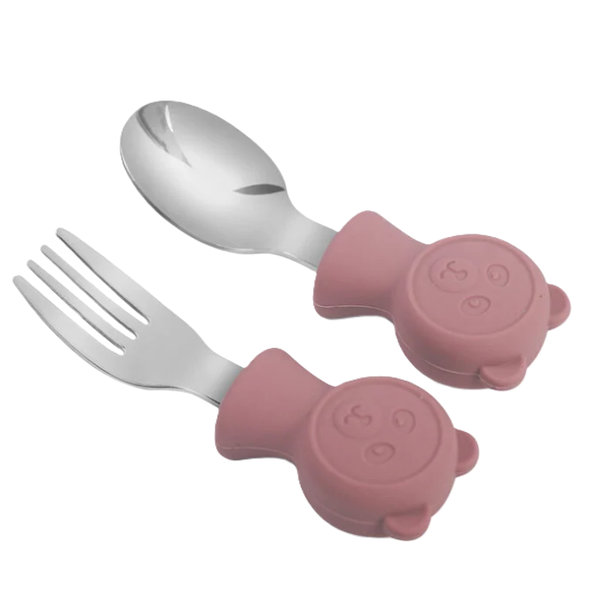 martons dětský příbor lžička a vidlička BEAR Dark pink 2 ks