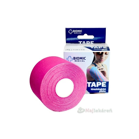 BIOMIC TAPE Kineziologická tejpovací páska růžová 5 cm x 5 m