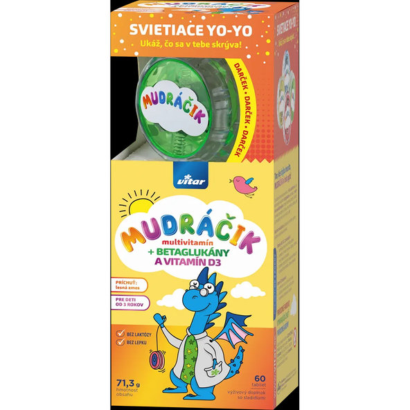 Mudráčik multivitamin betaglukany + vitamin D3 60 tablet + dárek