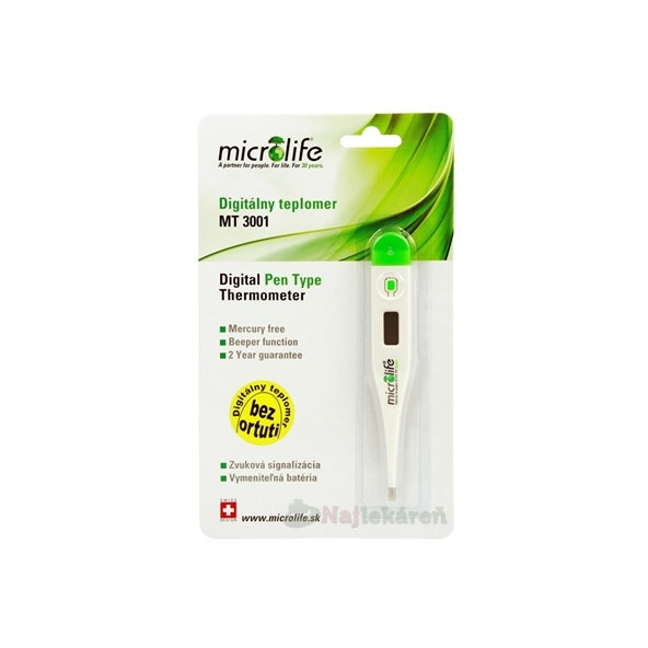 Microlife 60sekundový základní teploměr MT 3001 zelený