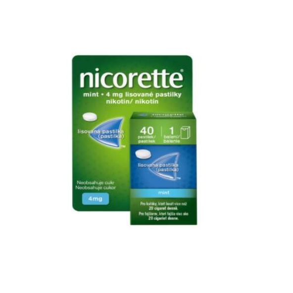 Nicorette Mint 4 mg pastilky na snížení chuti na cigaretu 40 ks
