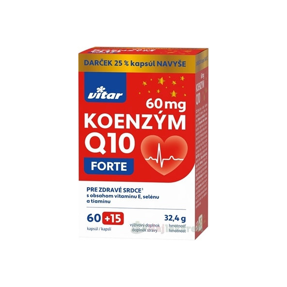 Vitar Koenzym Q10 Forte 60 mg 60+15 kapslí