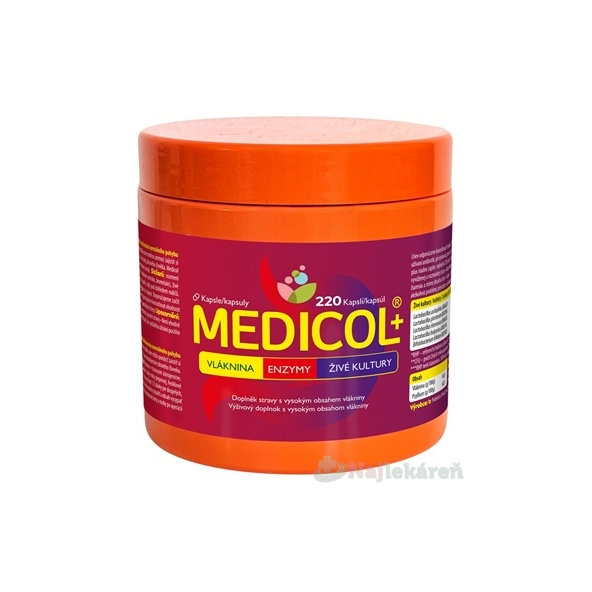 MEDICOL Plus vláknina + enzymy + živé kultury 220 kapslí