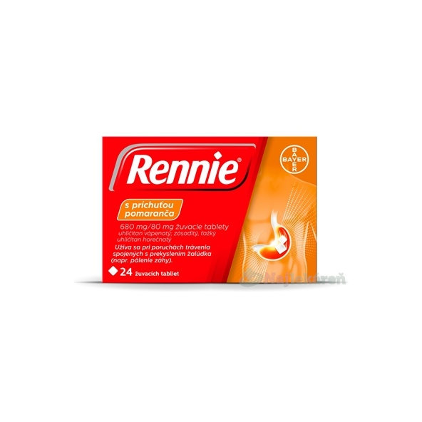 Rennie 680 mg/80 mg pomeranč 24 žvýkacích tablet