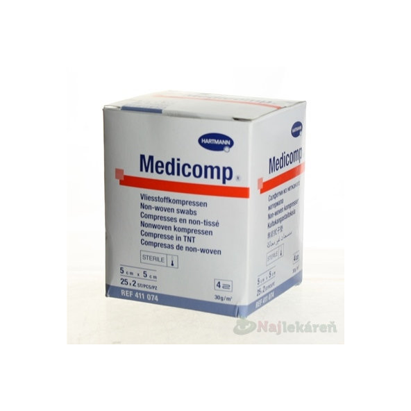 Medicomp Sterilní kompresy 5 × 5 cm 25 × 2 kusy