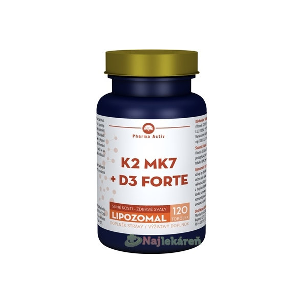 Pharma Activ Lipozomální vitamín K2 MK7 + D3 Forte 120 kapslí