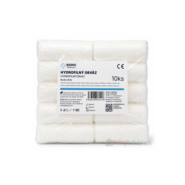 BIOMIC Obinadlo hydrofilní nesterilní 8 cm × 5 m 10 ks