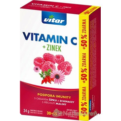 Vitar vitamín C + zinek echinacea šípek malina 30+15 tablet