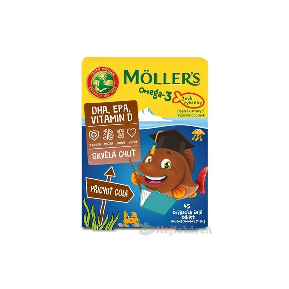 Möller’s Omega-3 želé rybičky cola 45 žuvacích tablet