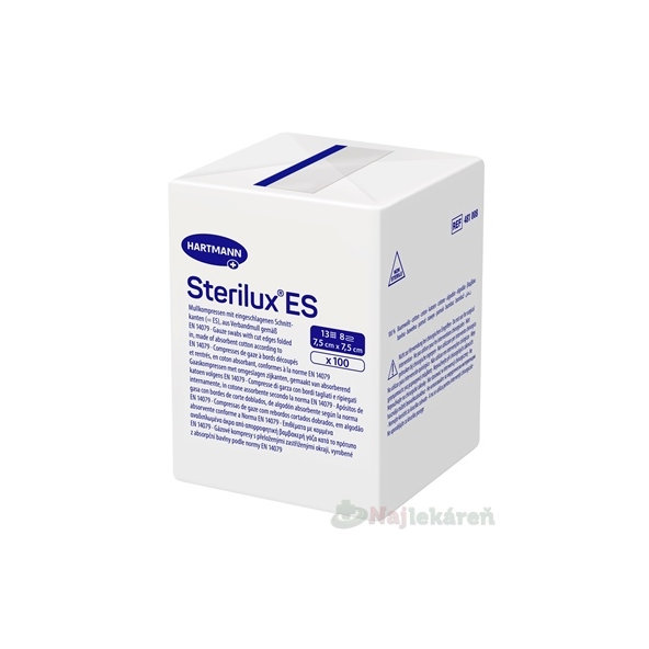 Sterilux ES kompres nesterilní 13 vláken 8 vrstev 7,5×7,5 cm 100 ks