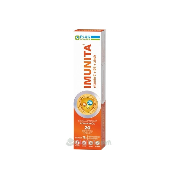 Plus Lekáreň Vitamín C + vitamín D + zinek příchuť pomeranč 20 ks