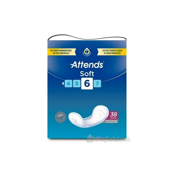 ATTENDS Soft 6 vkládací pleny 1400 ml 38 ks