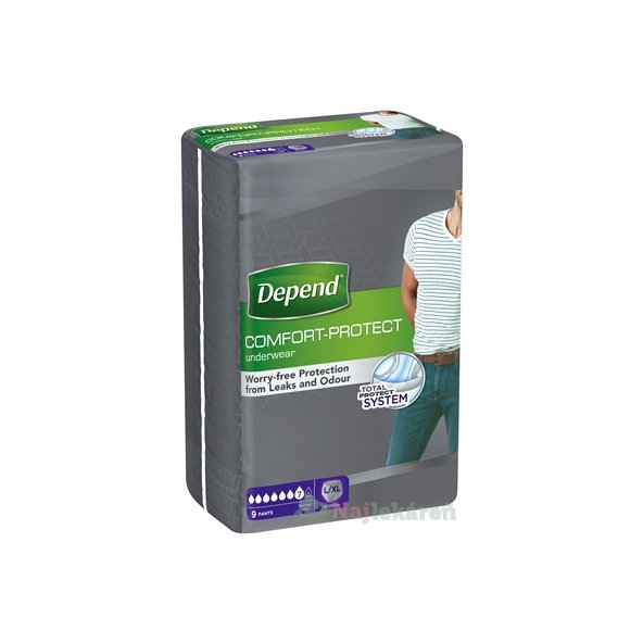 DEPEND Pants Normal Inkontinenční kalhotky L/XL pánské 9 ks