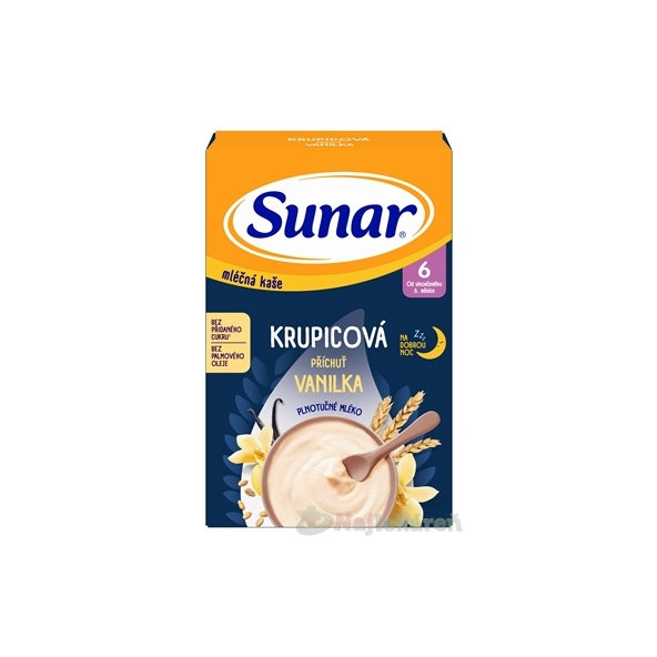 Sunar mléčná kaše krupicová vanilka na dobrou noc 6m+ 210 g