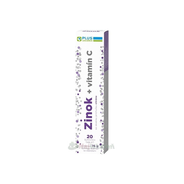 Plus Lekáreň Zinek + vitamín C příchuť citron 20 šumivých tablet