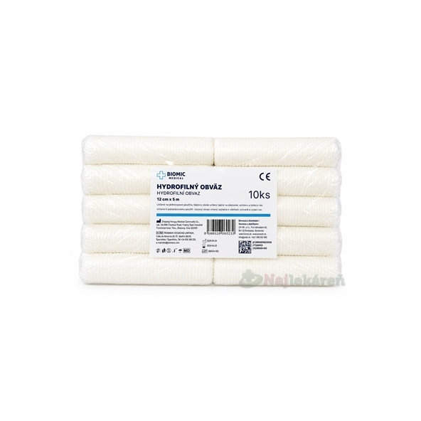 BIOMIC Obinadlo hydrofilní nesterilní 12 cm × 5 m 10 ks