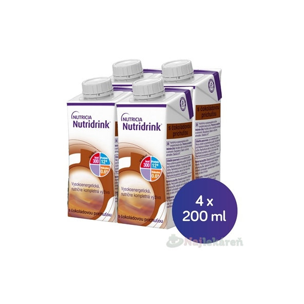 Nutridrink s čokoládovou příchutí krabička 4 x 200 ml