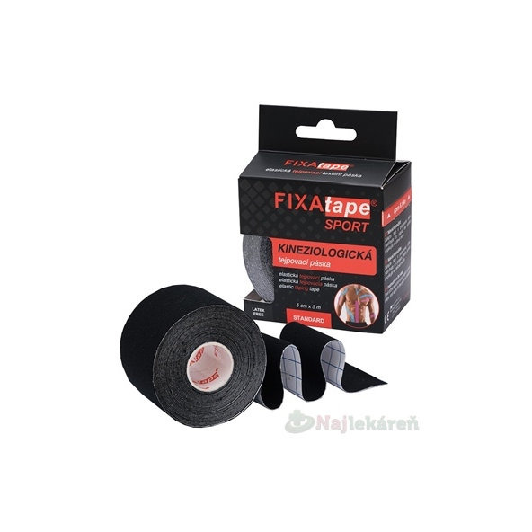 FIXAtape SPORT kineziologická tejpovací páska černá 5cm × 5m 1 ks