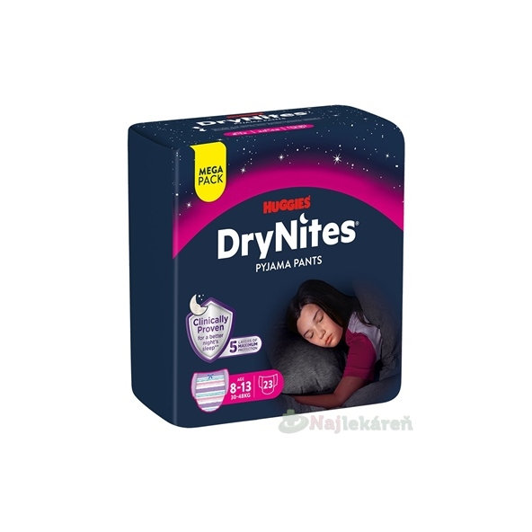 Huggies DryNites L Mega kalhotky pro dívky 8–13 let 30–48 kg 23 ks
