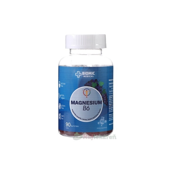 BIOMIC Magnesium + vitamín B6 90 želé bonbónů